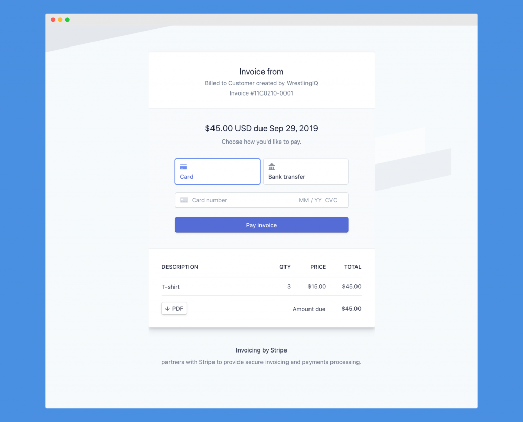 Invoice payment page